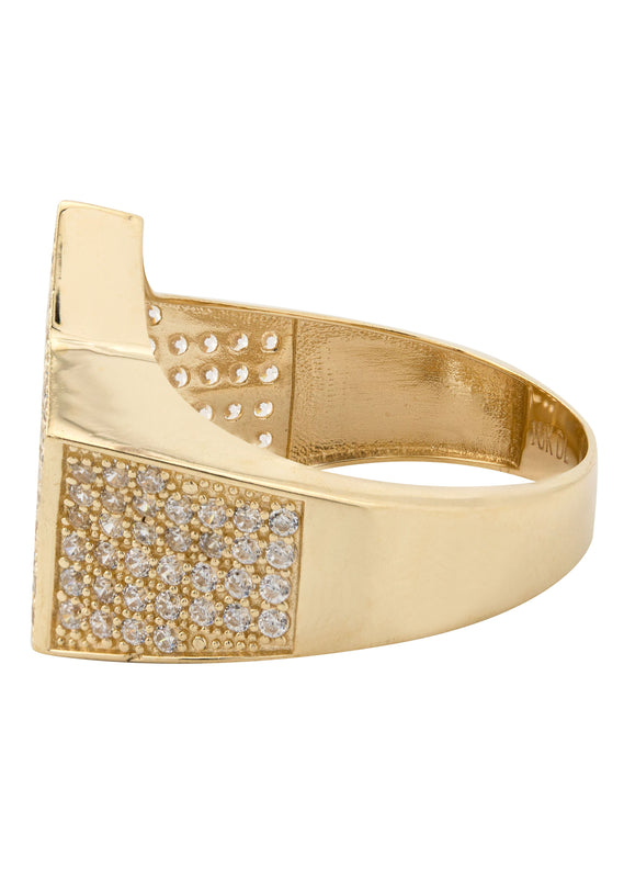 10K Gold Cz Star Ring For Men | 7 Grams