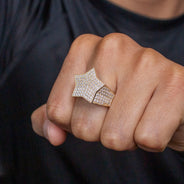 10K Gold Cz Star Ring For Men | 7 Grams