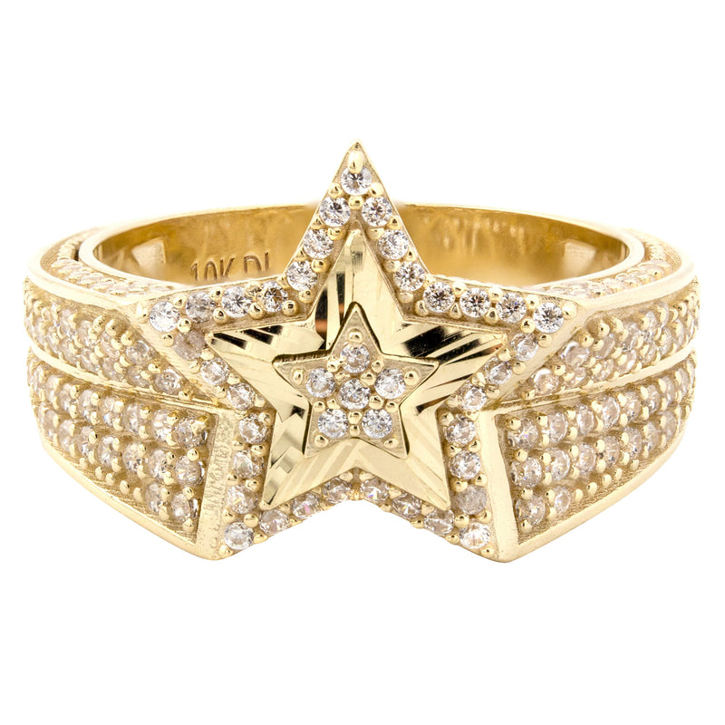 10K Gold Cz Star Ring For Men | 7 Grams