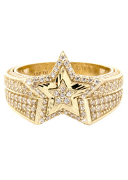 10K Gold Cz Star Ring For Men | 7 Grams