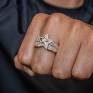 10K Gold Cz Star Ring For Men | 7 Grams