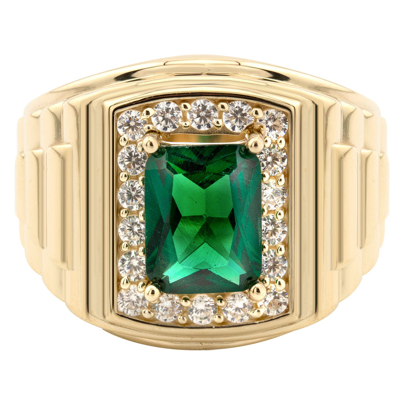 10K Gold Cz Emerald Ring For Men | 4 Grams