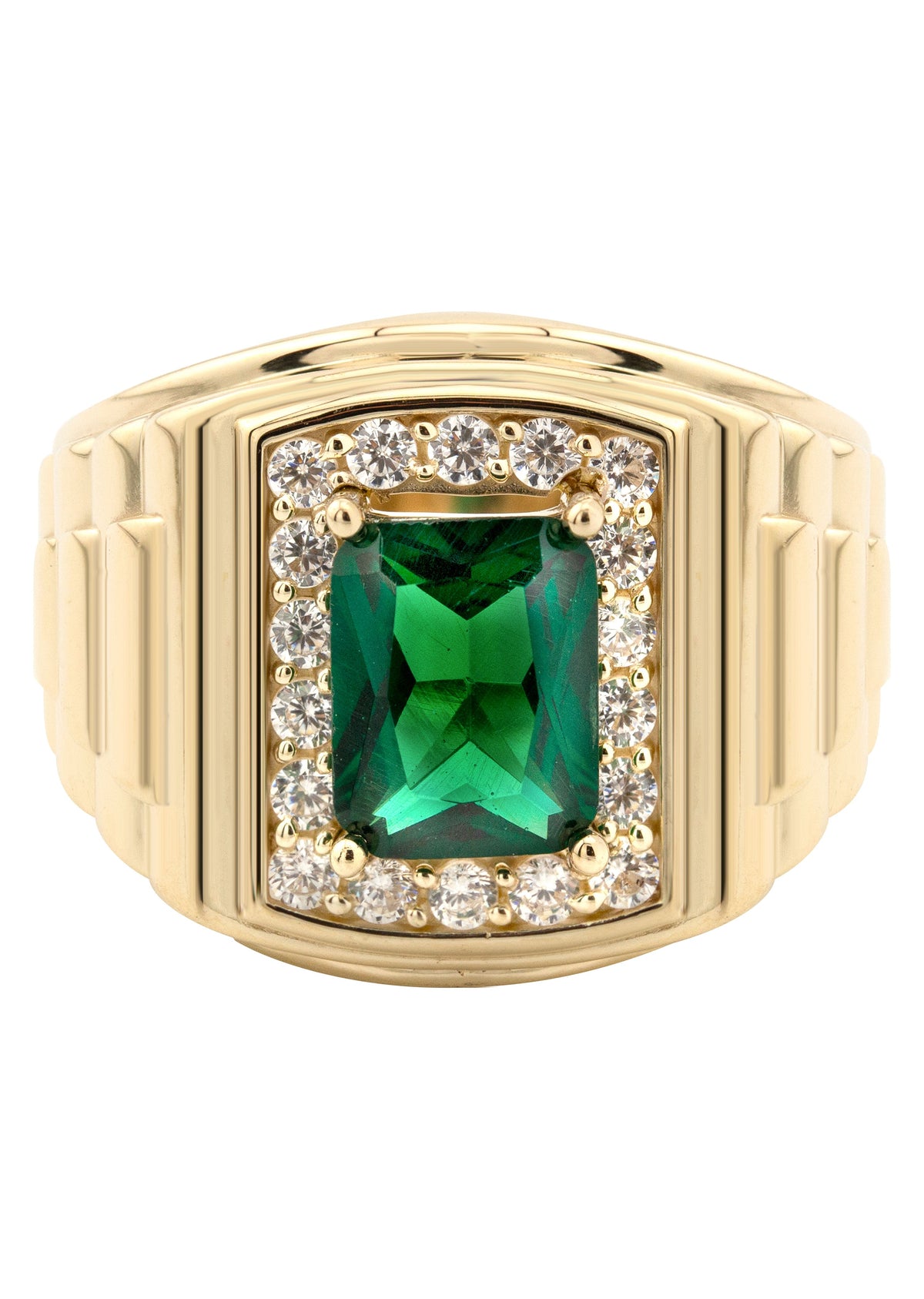 10K Gold Cz Emerald Ring For Men | 4 Grams