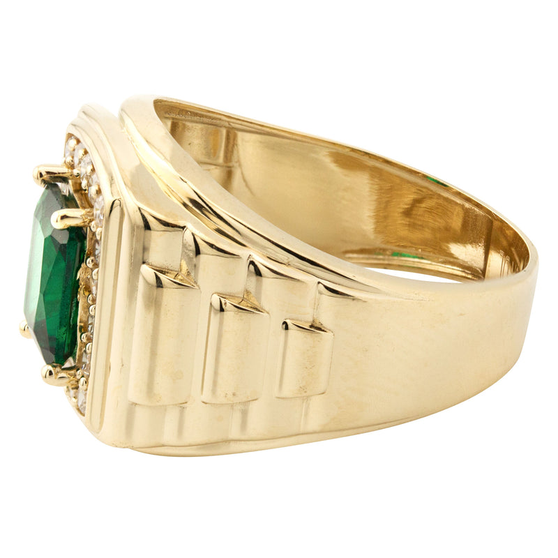 10K Gold Cz Emerald Ring For Men | 4 Grams