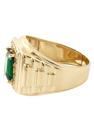 10K Gold Cz Emerald Ring For Men | 4 Grams
