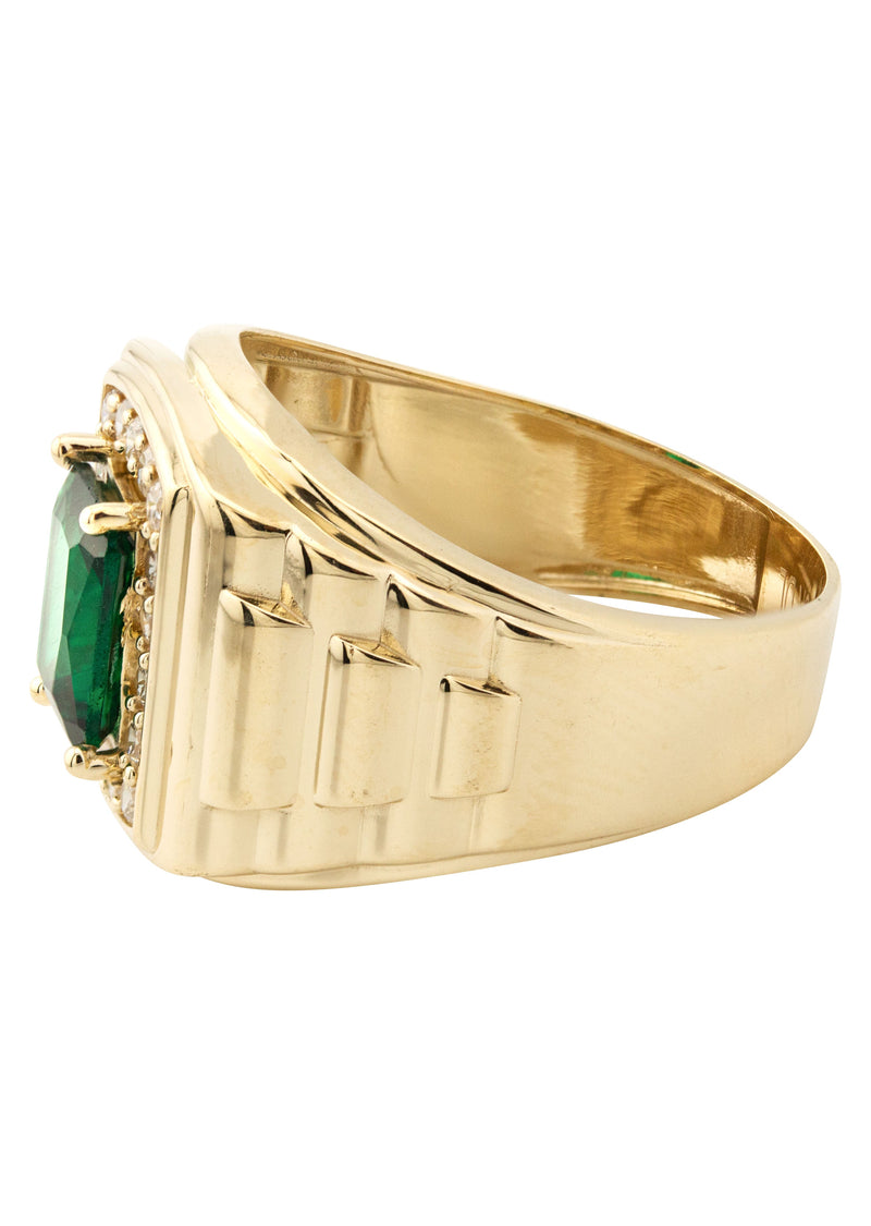 10K Gold Cz Emerald Ring For Men | 4 Grams