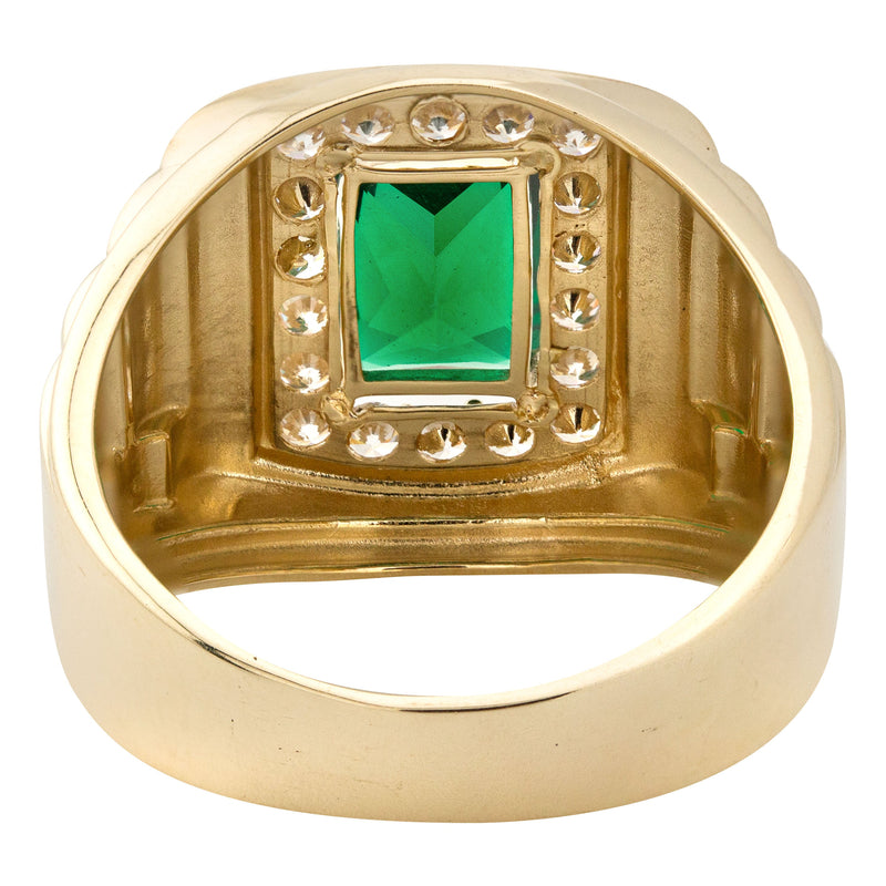 10K Gold Cz Emerald Ring For Men | 4 Grams