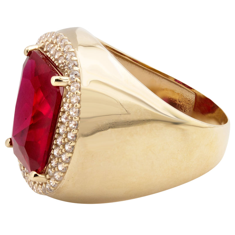 10K Gold Cz Ruby Ring For Men | 7.3 Grams
