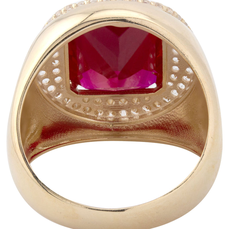 10K Gold Cz Ruby Ring For Men | 7.3 Grams