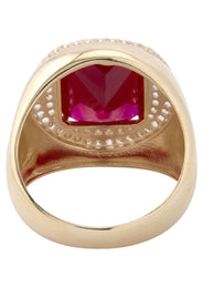 10K Gold Cz Ruby Ring For Men | 7.3 Grams