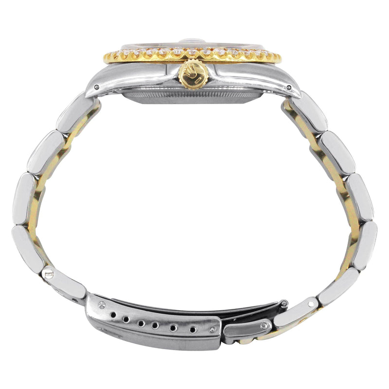 Diamond Gold Rolex Watch For Men 16233 | 36Mm | Custom Red Arabic Full Diamond Dial | Oyster Band