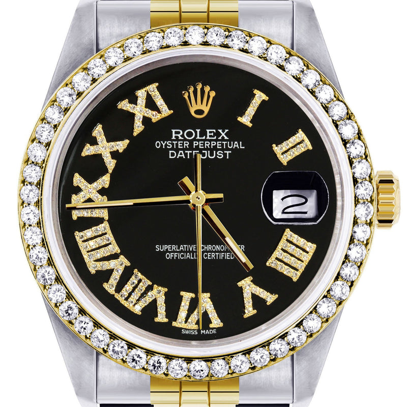 Womens Rolex Datejust Watch 16233 | 36Mm | Black Roman Dial | Jubilee Band