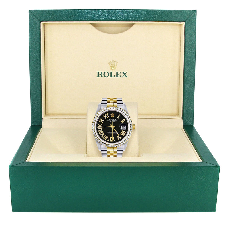 Womens Rolex Datejust Watch 16233 | 36Mm | Black Roman Dial | Jubilee Band