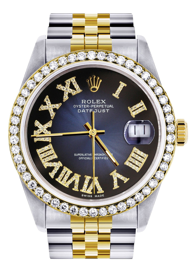 Gold & Steel Rolex Datejust Watch 16233 for Men  | 36Mm | Blue Black Roman Dial | Jubilee Band