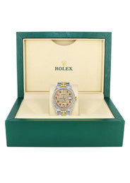 Diamond Gold Rolex Watch For Men 16233 | 36Mm | Custom Red Arabic Full Diamond Dial | Jubilee Band