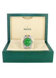 Gold Rolex Datejust Watch 16233 for Men | 36Mm | Green Dial | Jubilee Band