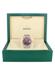 Diamond Rolex Datejust Watch for Men 16233 | 36Mm | Purple Dial | Jubilee Band