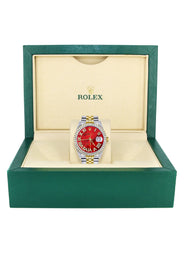 Womens Rolex Datejust Watch 16233 for Men  | 36Mm | Diamond Red Roman Dial | Jubilee Band