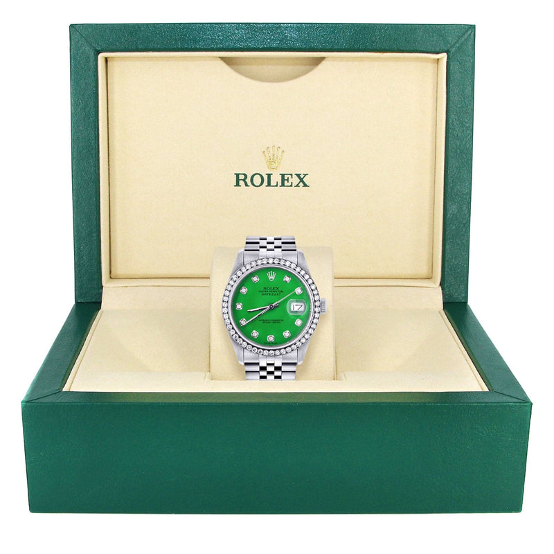 Mens Rolex Datejust  Watch 16200 | 36Mm | Green Dial | Jubilee Band