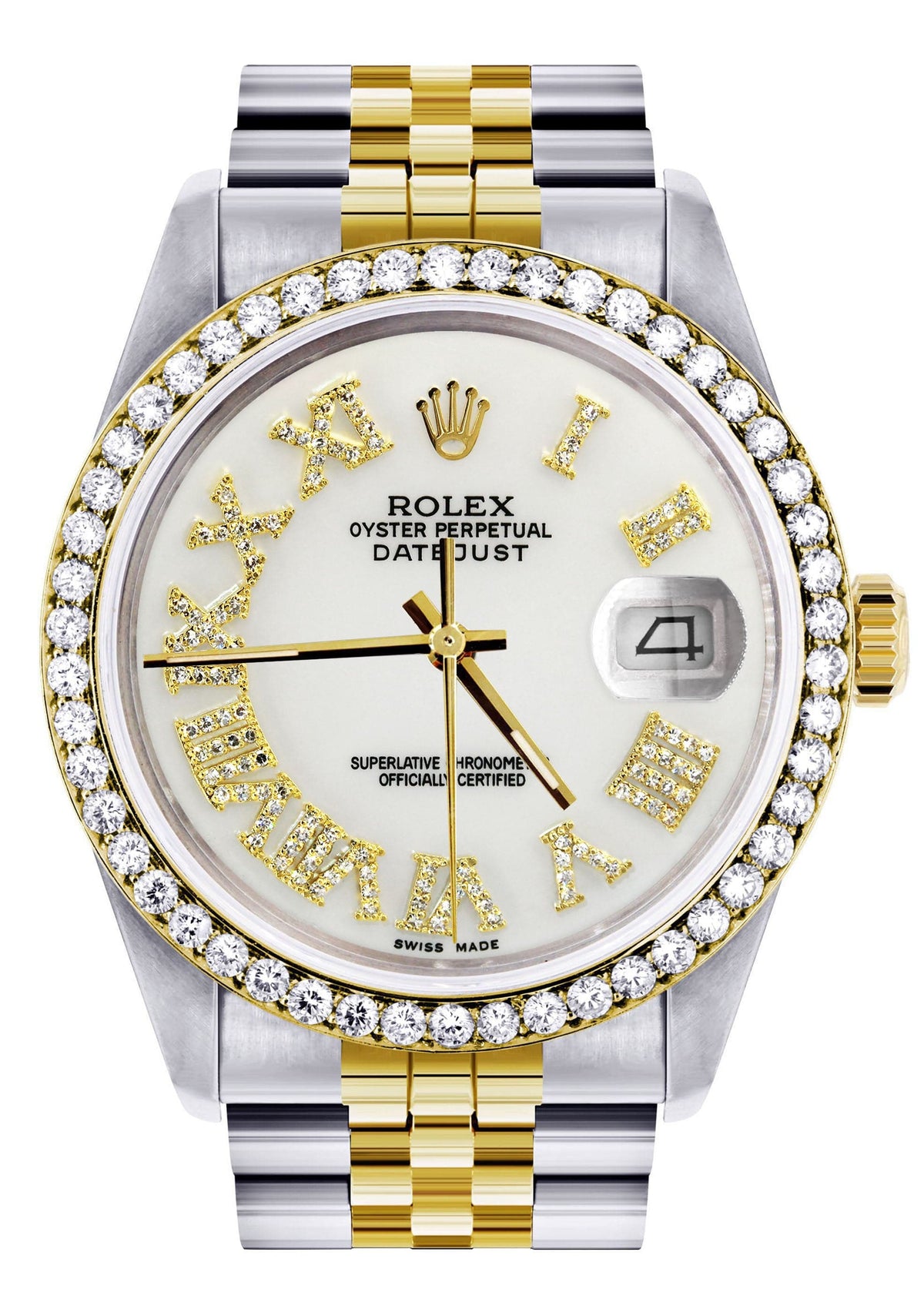 Gold & Steel Rolex Datejust Watch 16233 for Men | 36Mm | White Roman Dial | Jubilee Band