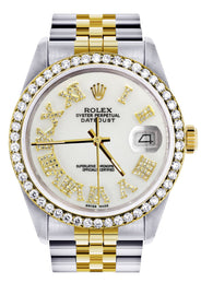 Gold & Steel Rolex Datejust Watch 16233 for Men | 36Mm | White Roman Dial | Jubilee Band