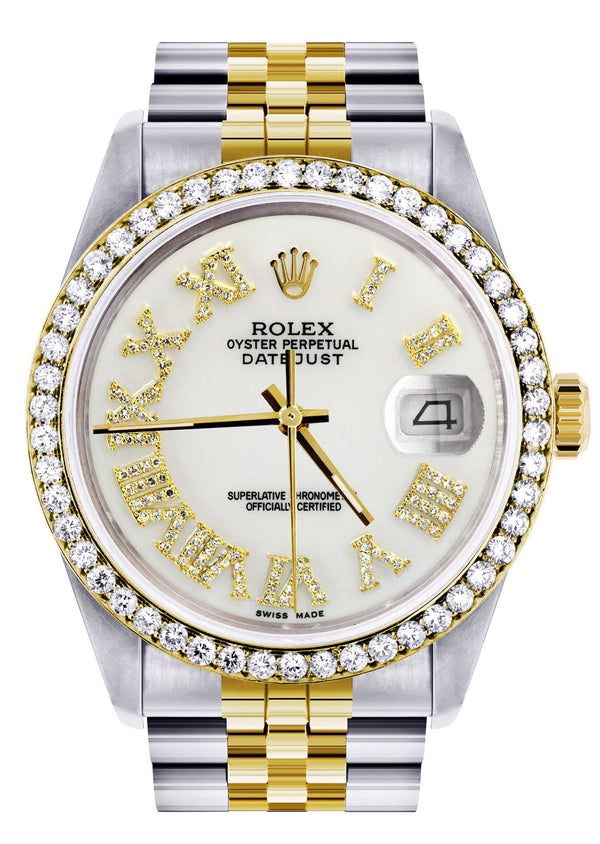 Gold & Steel Rolex Datejust Watch 16233 for Men | 36Mm | White Roman Dial | Jubilee Band