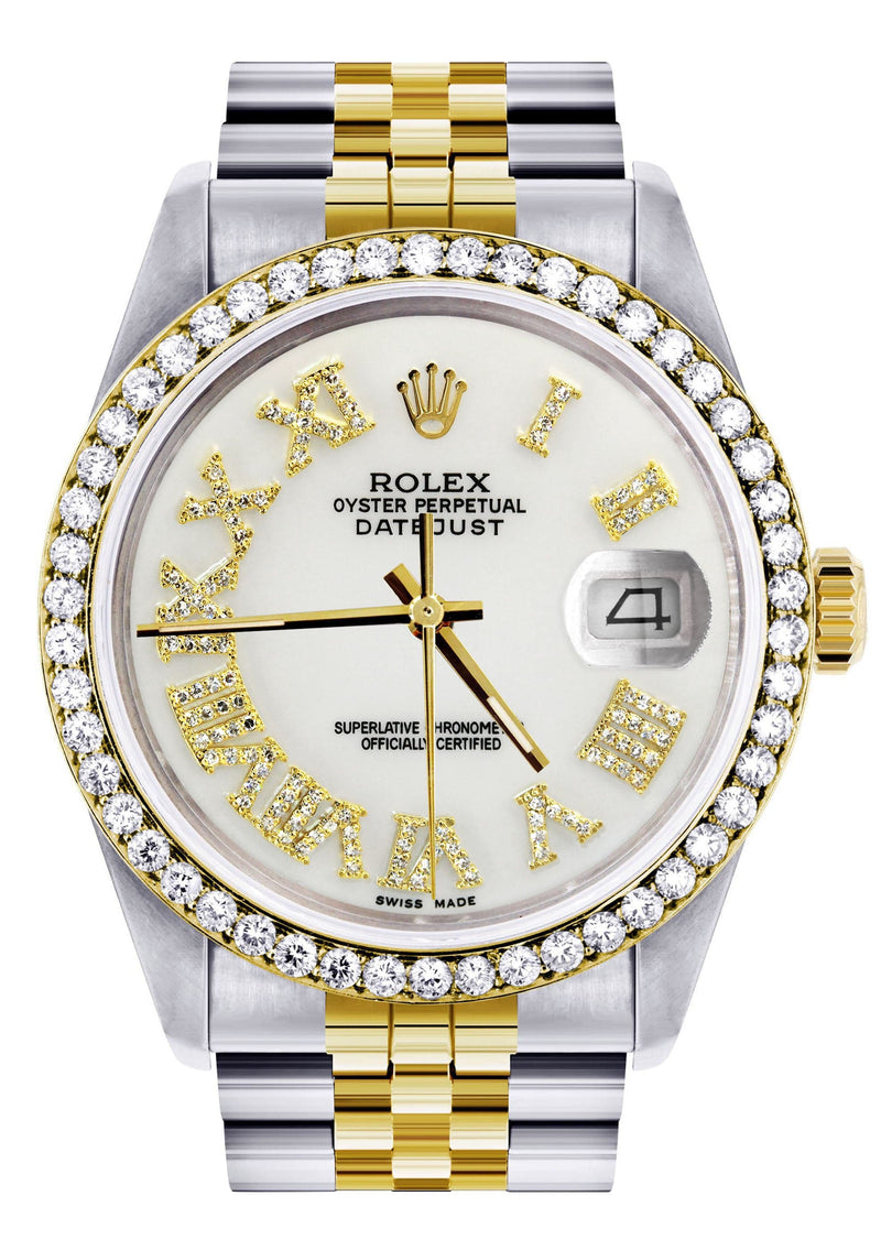 Gold & Steel Rolex Datejust Watch 16233 for Men | 36Mm | White Roman Dial | Jubilee Band