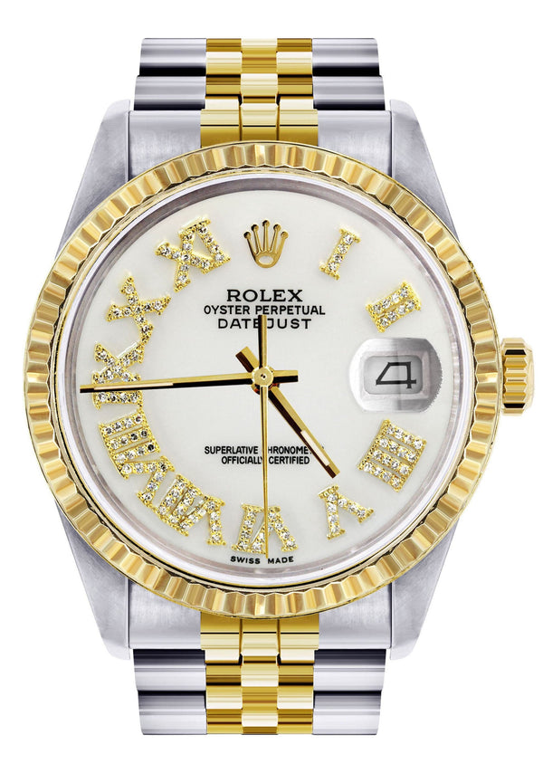 Mens Rolex Datejust Watch 16233 Two Tone | 36Mm | White Roman Dial | Jubilee Band