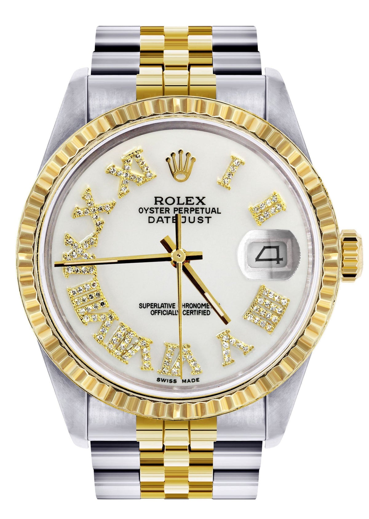 Womens Rolex Datejust Watch 16233 Two Tone | 36Mm | White Roman Dial | Fluted Bezel | Jubilee Band