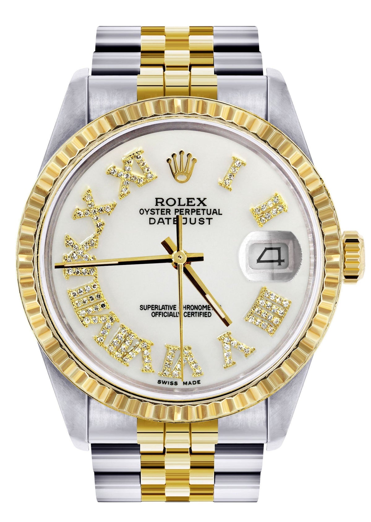 Womens Rolex Datejust Watch 16233 Two Tone | 36Mm | White Roman Dial | Fluted Bezel | Jubilee Band