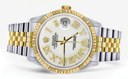 Womens Rolex Datejust Watch 16233 Two Tone | 36Mm | White Roman Dial | Fluted Bezel | Jubilee Band
