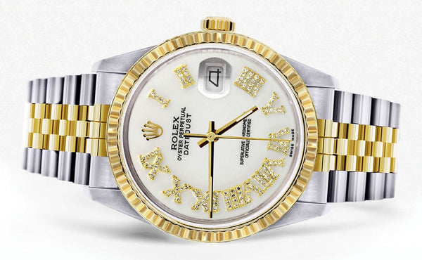 Mens Rolex Datejust Watch 16233 Two Tone | 36Mm | White Roman Dial | Jubilee Band