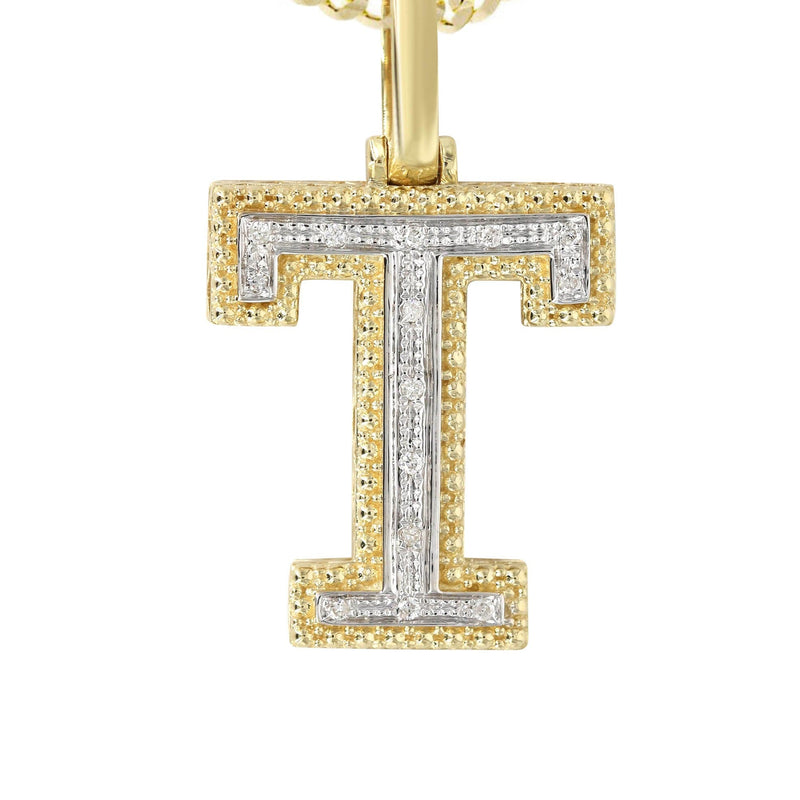 Diamond 10K Yellow Gold Letter "T" Necklace | Appx. 13.5 Grams
