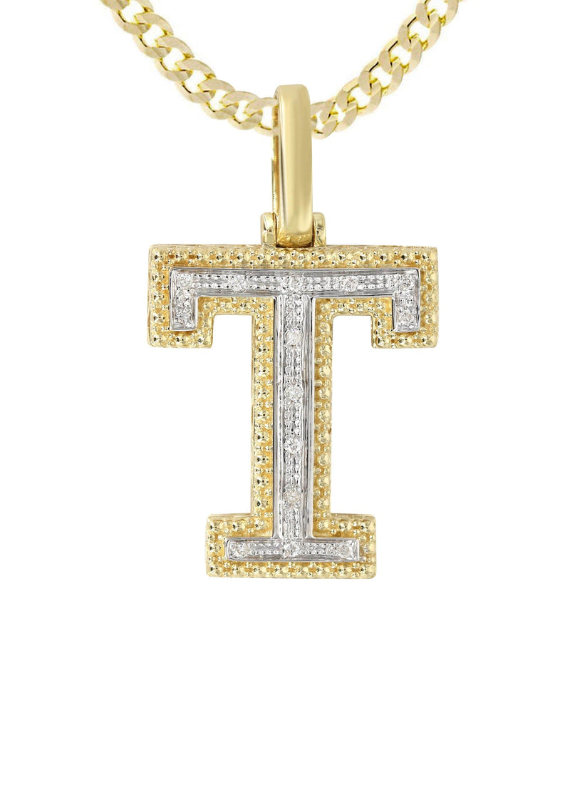 Diamond 10K Yellow Gold Letter "T" Necklace | Appx. 13.5 Grams