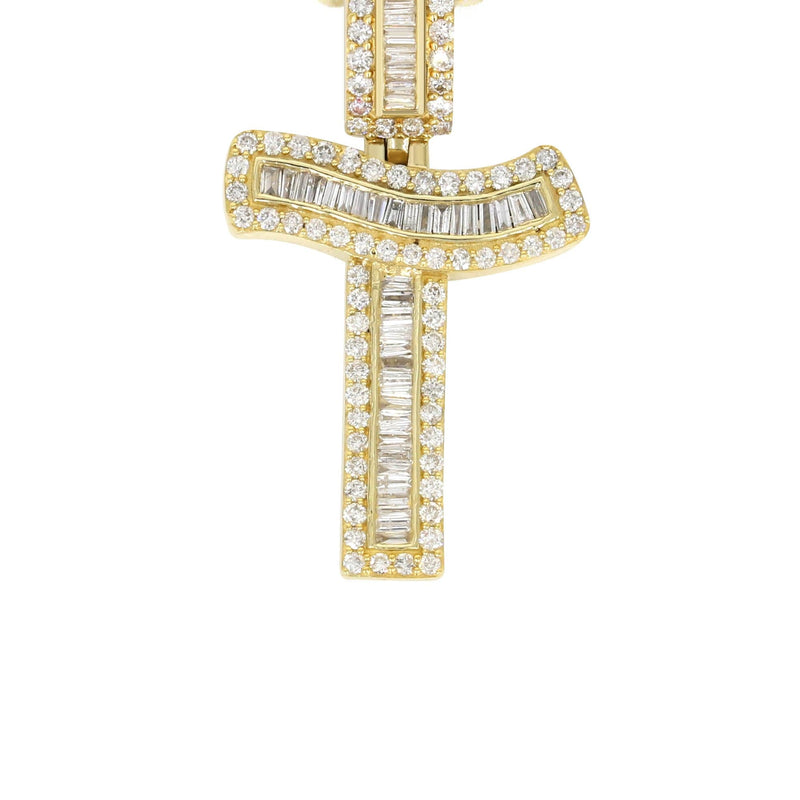 14K Yellow Gold Letter "T" Baguette Diamond Necklace | 1.85 Carats