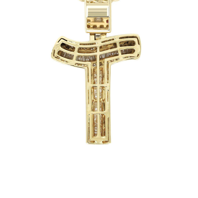 14K Yellow Gold Letter "T" Baguette Diamond Necklace | 1.85 Carats