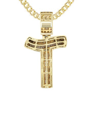 14K Yellow Gold Letter "T" Baguette Diamond Necklace | 1.85 Carats