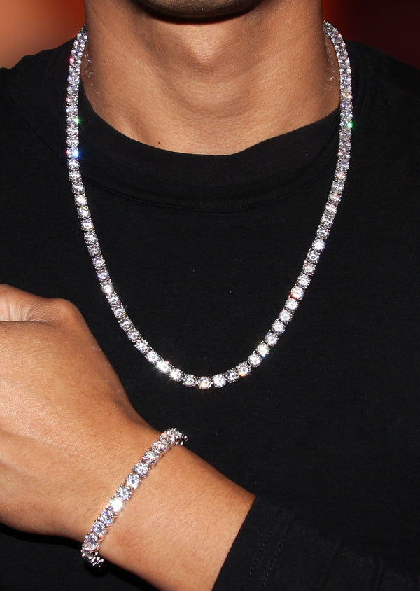 Diamond Tennis Chain & Bracelet Bundle ( 6 MM )