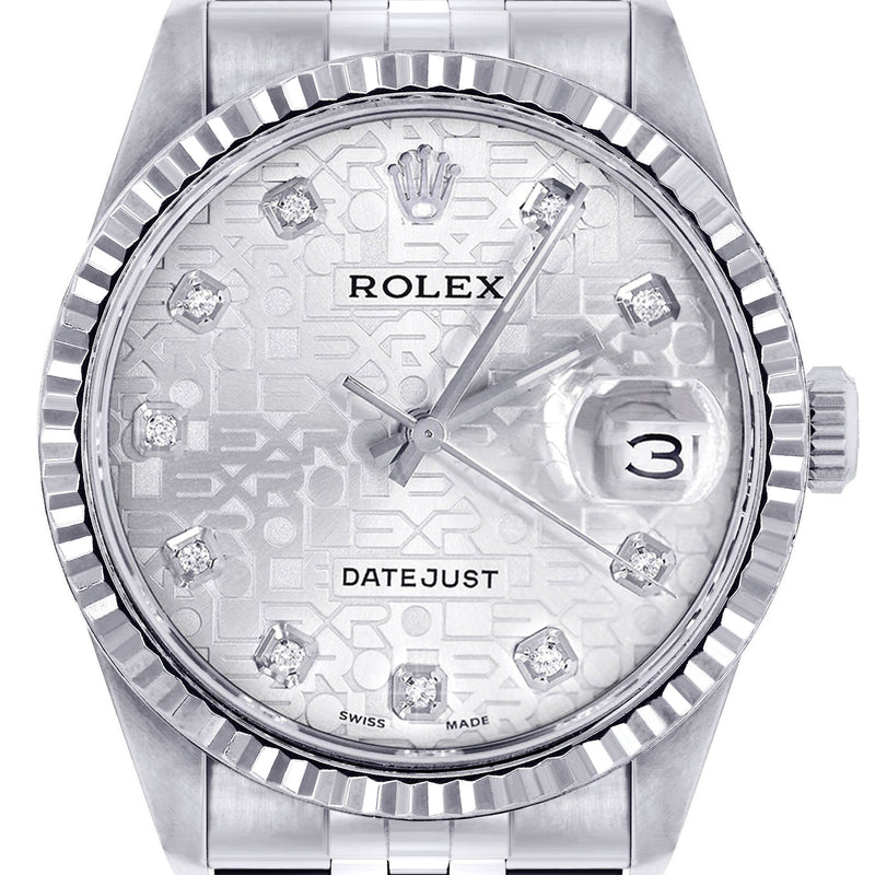 Womens Rolex Datejust Watch 16200  | 36Mm | White Texture Dial | Fluted Bezel | Jubilee Band