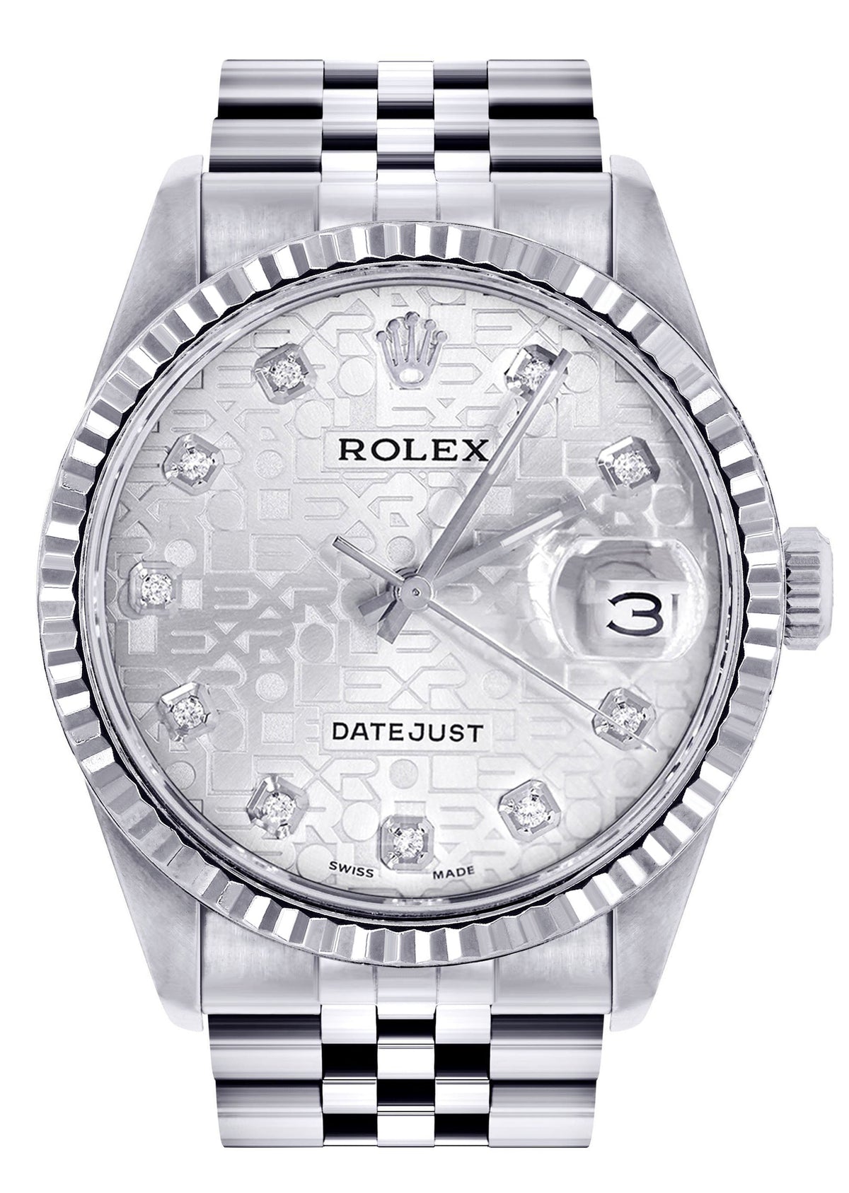 Womens Rolex Datejust Watch 16200  | 36Mm | White Texture Dial | Fluted Bezel | Jubilee Band