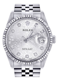Womens Rolex Datejust Watch 16200  | 36Mm | White Texture Dial | Fluted Bezel | Jubilee Band