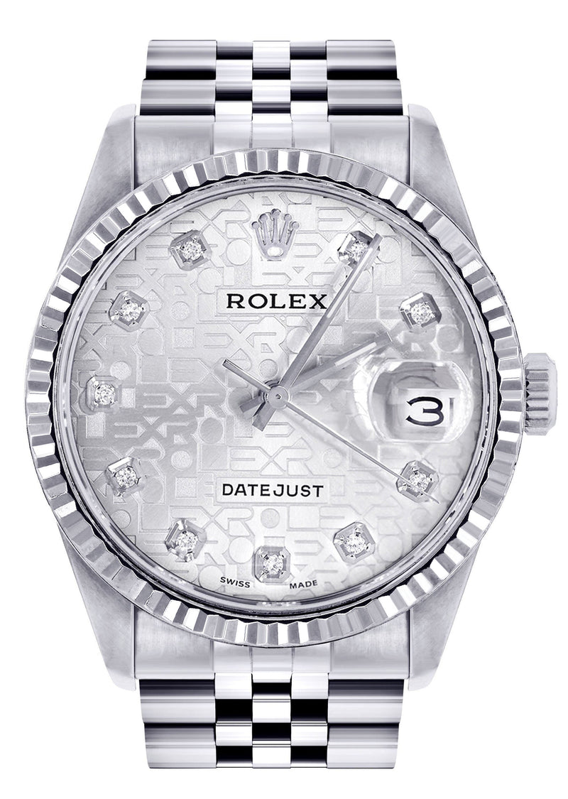 Womens Rolex Datejust Watch 16200  | 36Mm | White Texture Dial | Fluted Bezel | Jubilee Band