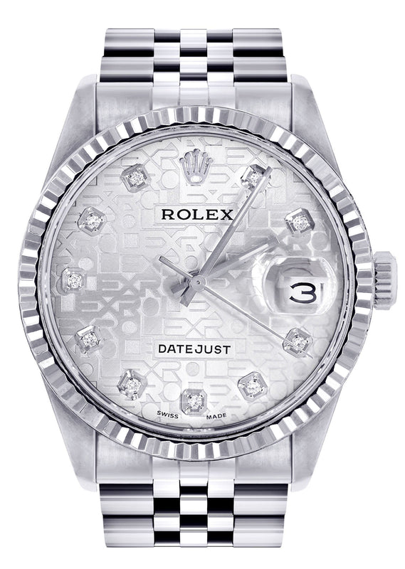 Womens Rolex Datejust Watch 16200  | 36Mm | White Texture Dial | Fluted Bezel | Jubilee Band