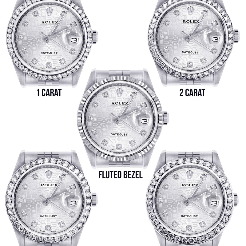 Diamond Mens  Rolex Datejust Watch 16200 | 36 MM | Diamond Rolex Textured Jubilee Dial | Jubilee Band