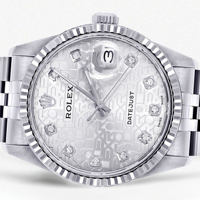 Womens Rolex Datejust Watch 16200  | 36Mm | White Texture Dial | Fluted Bezel | Jubilee Band