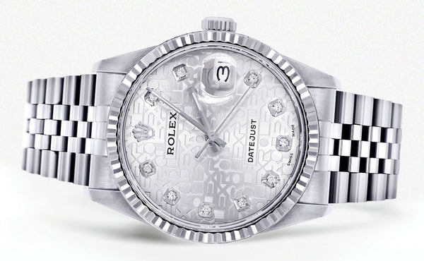 Womens Rolex Datejust Watch 16200  | 36Mm | White Texture Dial | Fluted Bezel | Jubilee Band