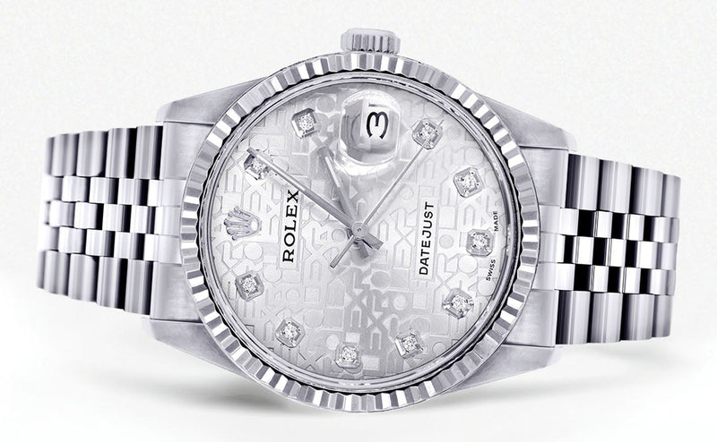 Womens Rolex Datejust Watch 16200  | 36Mm | White Texture Dial | Fluted Bezel | Jubilee Band