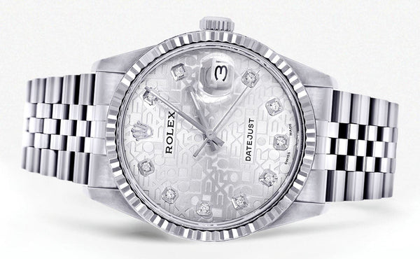 Mens Rolex Datejust Watch 16200 | Fluted Bezel | 36Mm | White Texture Dial | Jubilee Band