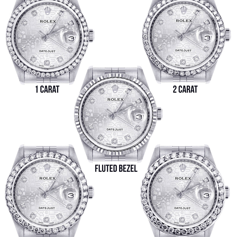 Womens Rolex Datejust Watch 16200 | 36Mm | Diamond Rolex Textured Roman Numeral Dial | Jubilee Band