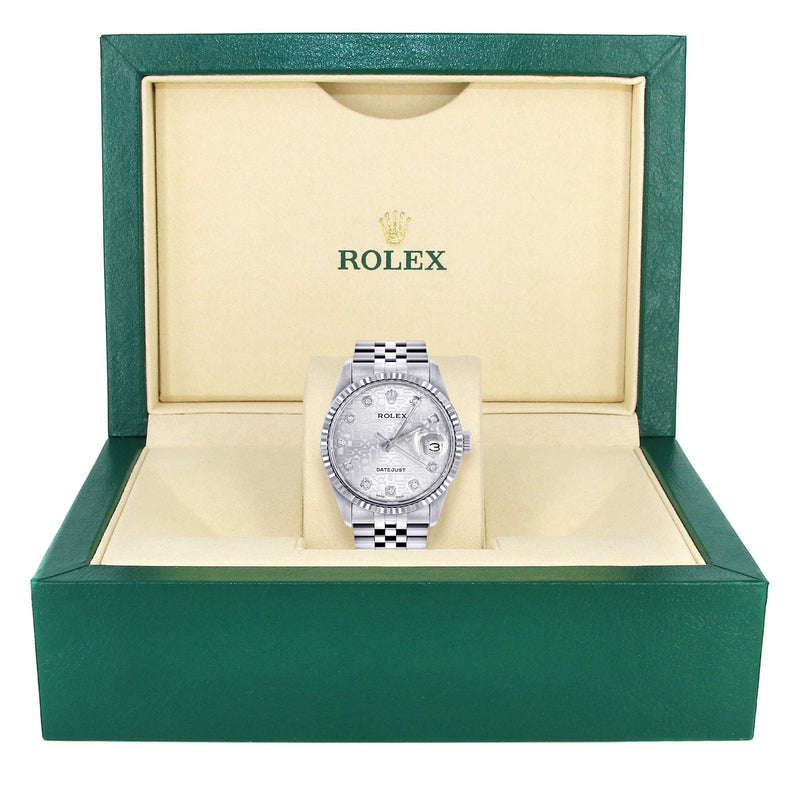Womens Rolex Datejust Watch 16200  | 36Mm | White Texture Dial | Fluted Bezel | Jubilee Band